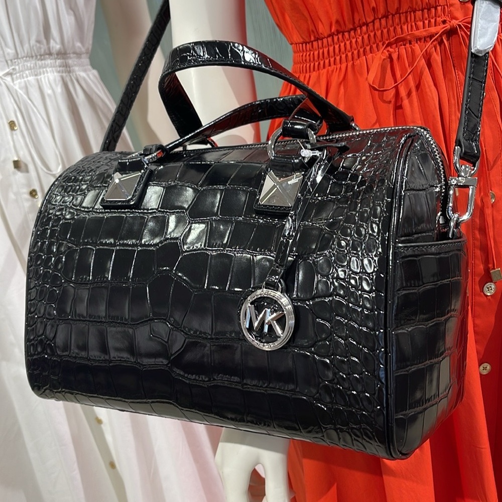 Michael Kors Grayson Medium Crocodile Embossed Leather Satchel
Black 
NWT - Picture 5 of 16